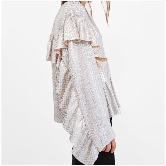 ZARA Metallic Top with Ruffles - Picture 5 of 8